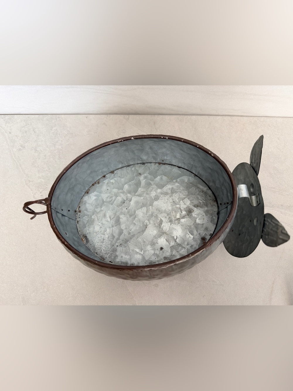 Galvanized Metal Pig Shaped Planter Pot Farmhouse Decor - Picture 4 of 8
